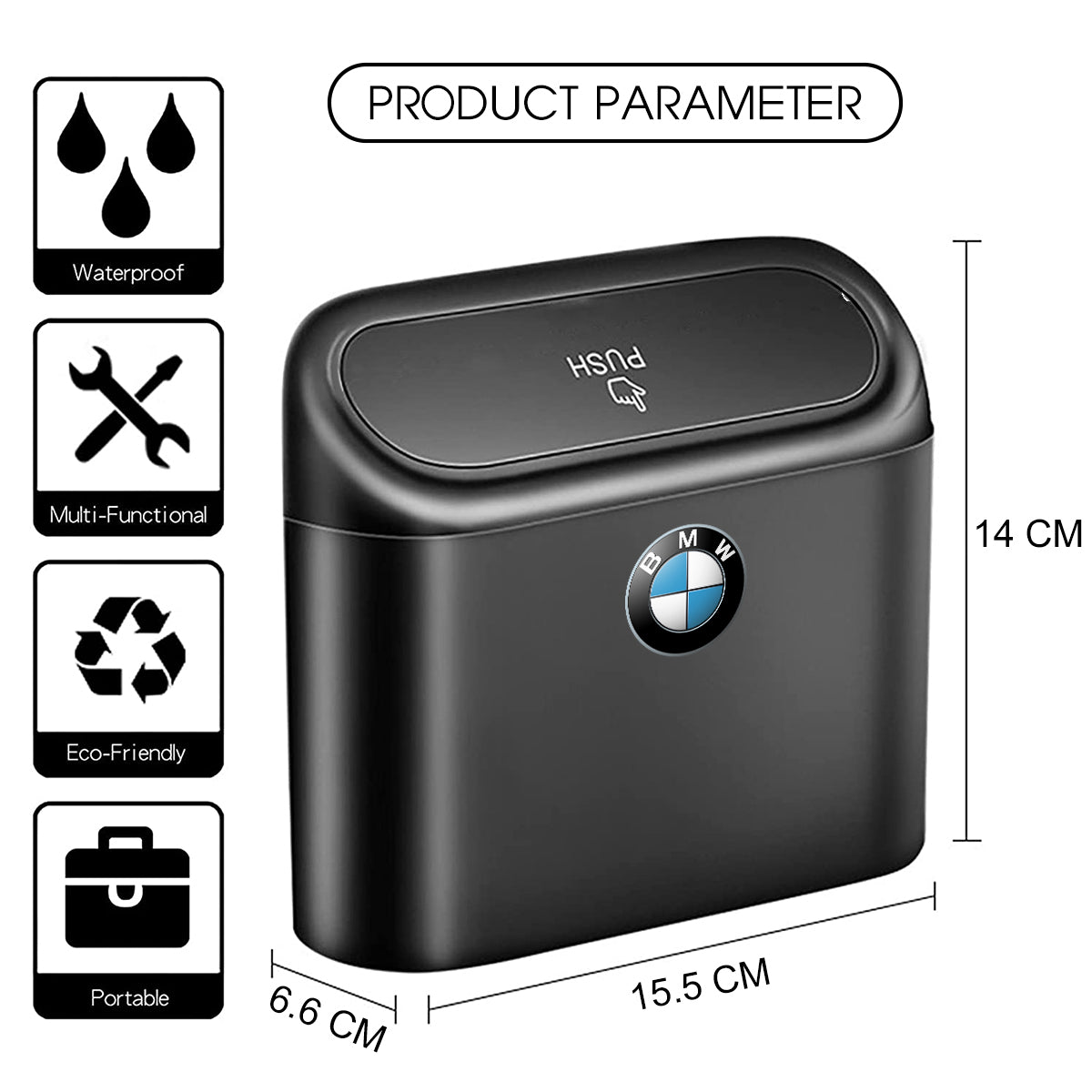 Car Trash Can, Custom For Cars, Mini Car Accessories with Lid and Trash Bag, Cute Car Organizer Bin, Small Garbage Can for Storage and Organization, Car Accessories KX11996 - Delicate Leather