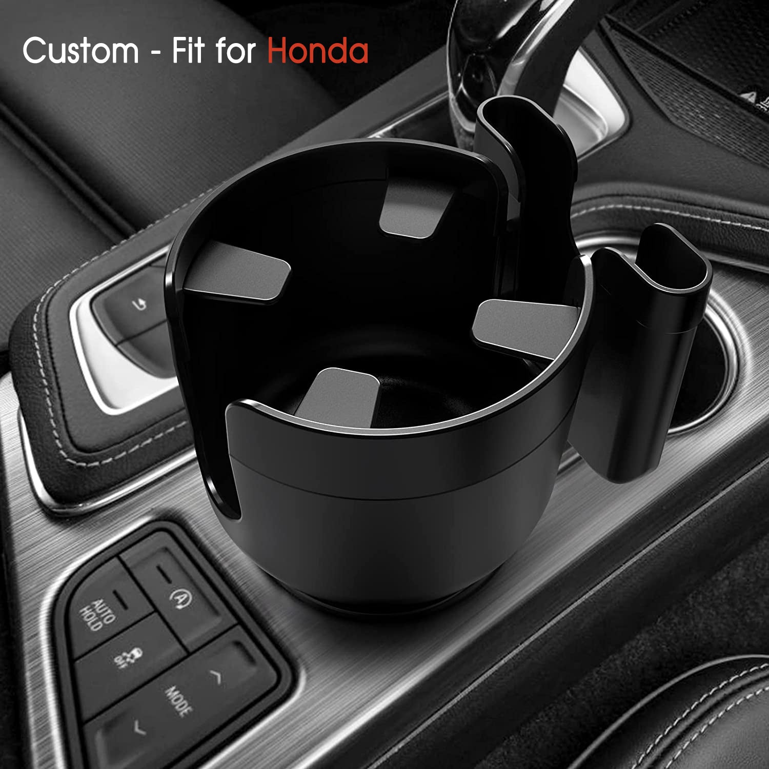 Car Cup Holder 2-in-1, Custom-Fit For Car, Car Cup Holder Expander Adapter with Adjustable Base, Car Cup Holder Expander Organizer with Phone Holder DLHA233 - Delicate Leather