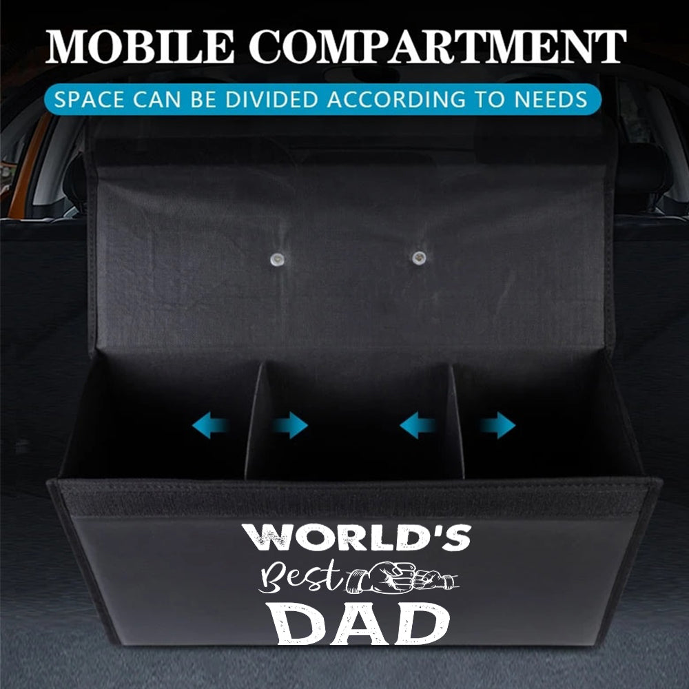World's Best Dad Foldable Trunk Storage Luggage Organizer Box, Custom-Fit For Car, SUV Trunk Organizer Van Cargo Carrier Caddy for Shopping, Camping Picnic, Home Garage, Father's Day Gift 05
