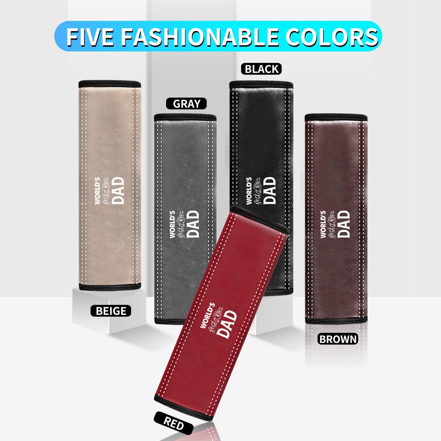 World's Best Dad Car Seat Belt Covers (2PCS), Custom For Your Cars, Microfiber Leather Seat Belt Shoulder Pads for More Comfortable Driving, Father's Day Gift, Car Accessories 05