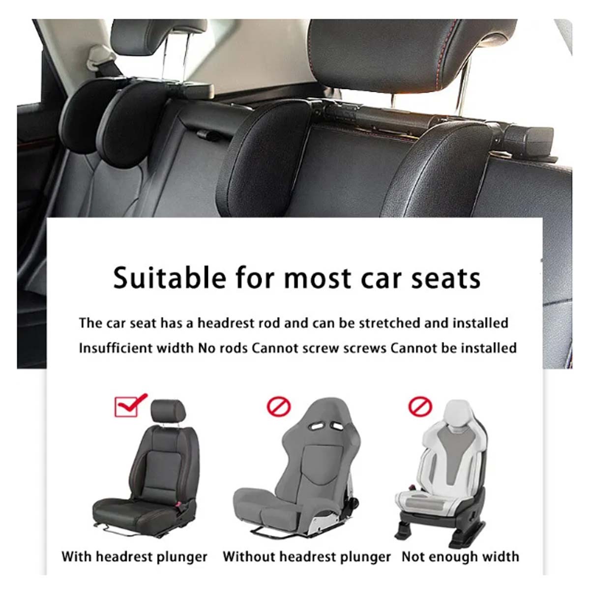 Single Car Seat Headrest Pillow: The Ultimate Travel Comfort and Support Solution for Your Car Interior – U-Shaped Pillow Ideal for Kids - Delicate Leather