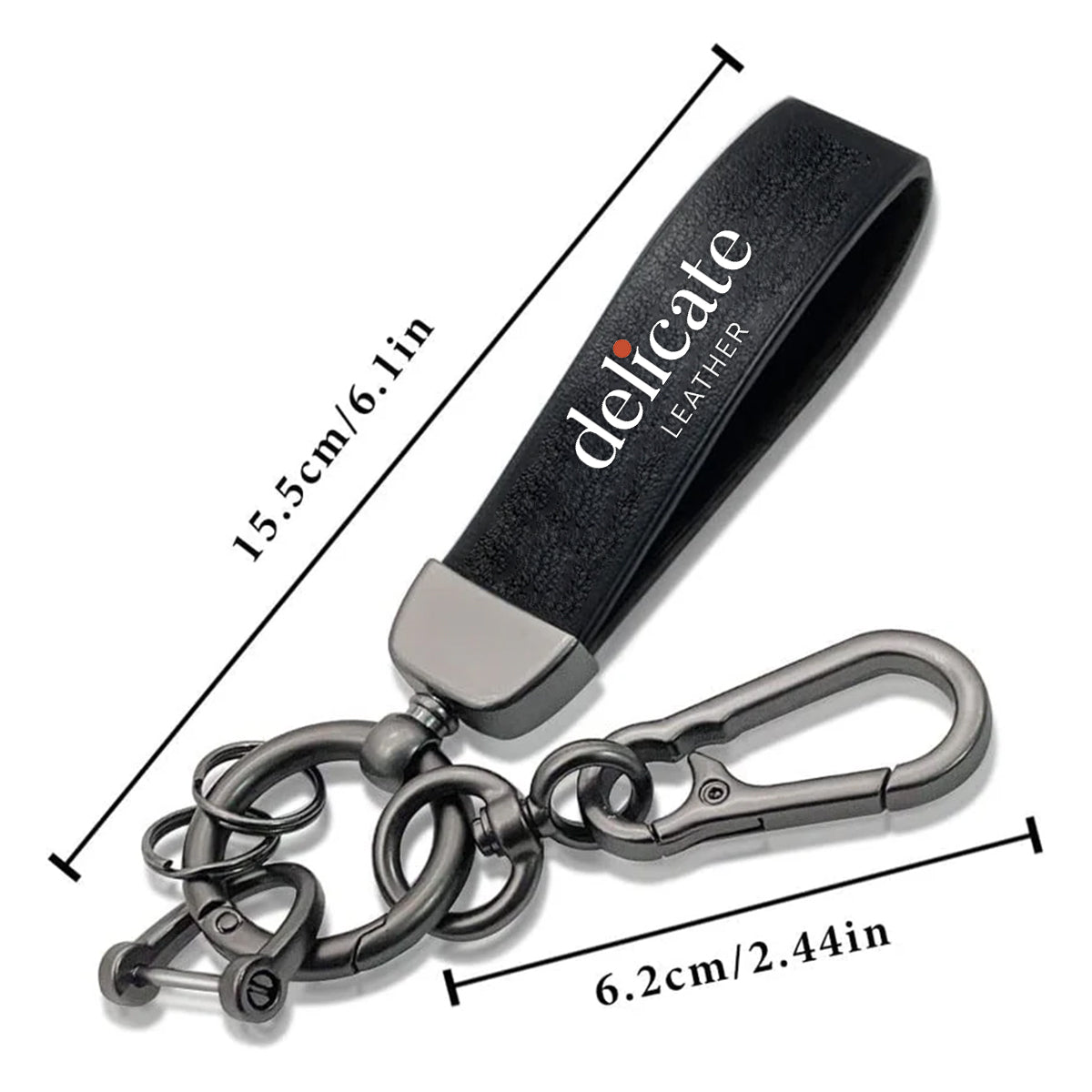 4PCS Car Valve Stem Caps and Genuine Leather Keychain for Car Key Chain Driver Gift, Black - Delicate Leather