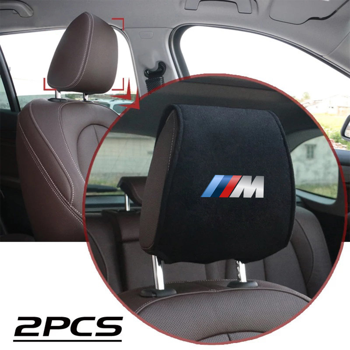 Car Seat Headrest Cover Breathable Flexible Headrest Covers Velcro Auto Headrest Covers Universal Fit, Custom For Your Cars, Car Accessories KO13998 - Delicate Leather