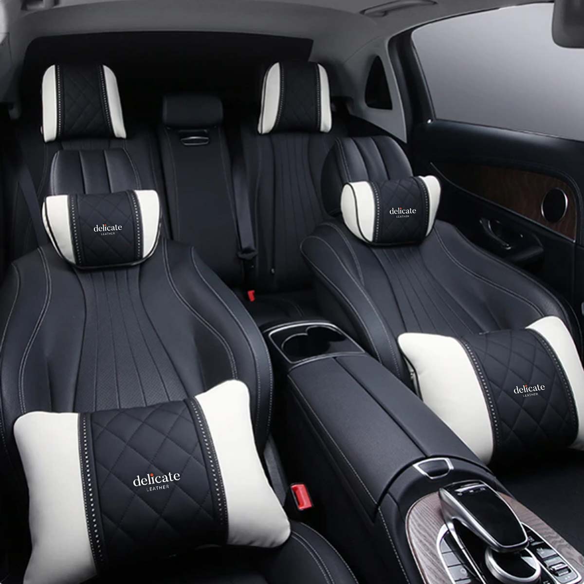 Delicate Leather Premium Leather Car Neck Pillow Headrest: Enhance Your Car Travel Experience with Rear Seat Support Cushion – A Stylish and Functional Interior Accessory - Delicate Leather