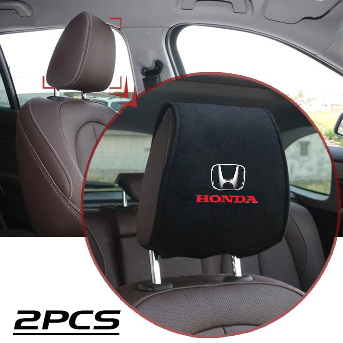 Car Seat Headrest Cover Breathable Flexible Headrest Covers Velcro Auto Headrest Covers Universal Fit, Custom For Your Cars, Car Accessories HA13998 - Delicate Leather