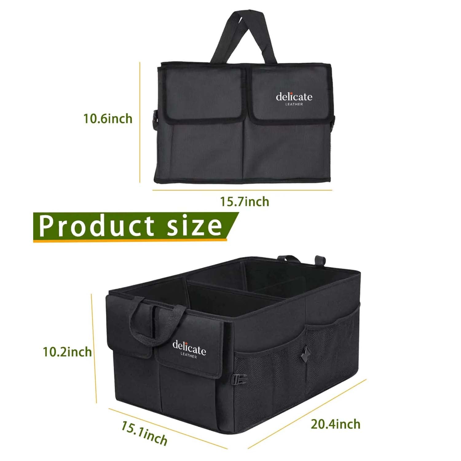 Car Trunk Organizer, Custom For Cars, Foldable Car Trunk Storage Box, Storage Bag, Waterproof, Dust-proof, Stain-Resistant, Car Accessories LR12997 - Delicate Leather