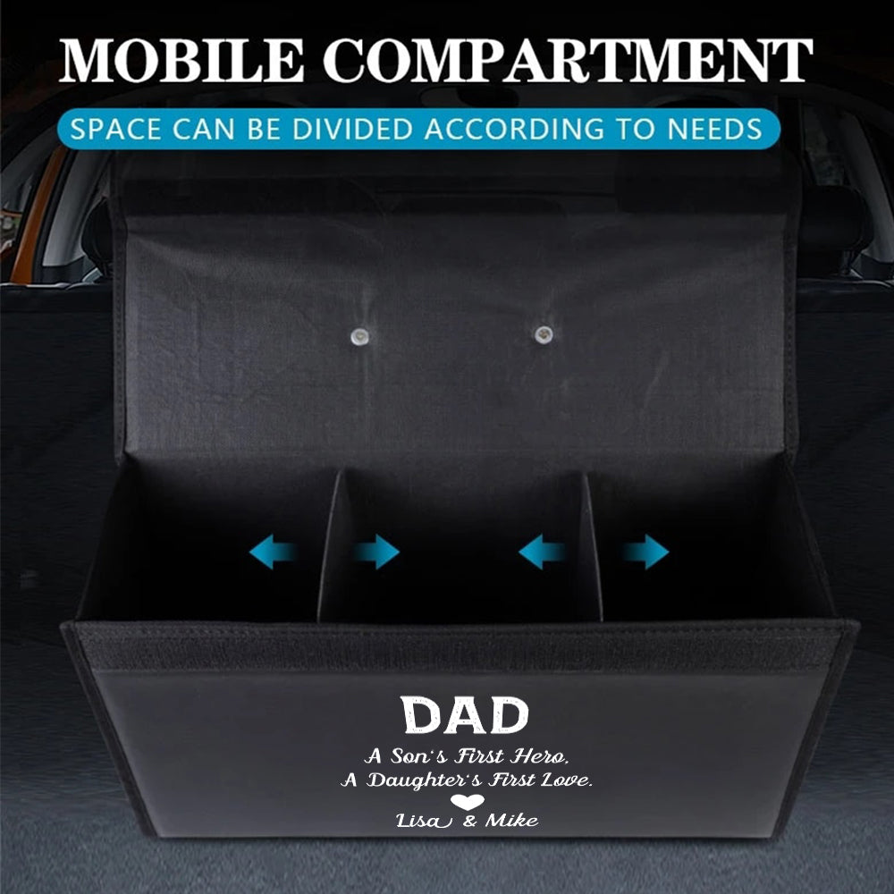 Personalized Foldable Trunk Storage Luggage Organizer Box, Custom-Fit For Car, SUV Trunk Organizer Van Cargo Carrier Caddy for Shopping, Camping Picnic, Home Garage, Gift for Daddy 10 - Delicate Leather