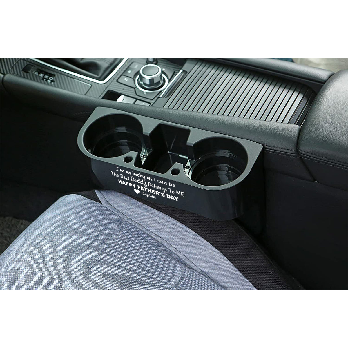 Personalized Cup Holder Portable Multifunction Vehicle Seat Cup Cell Phone Drinks Holder Box Car Interior Organizer, Happy Father's Day, Custom For Your Cars, Car Accessories, Gift for Daddy - Delicate Leather