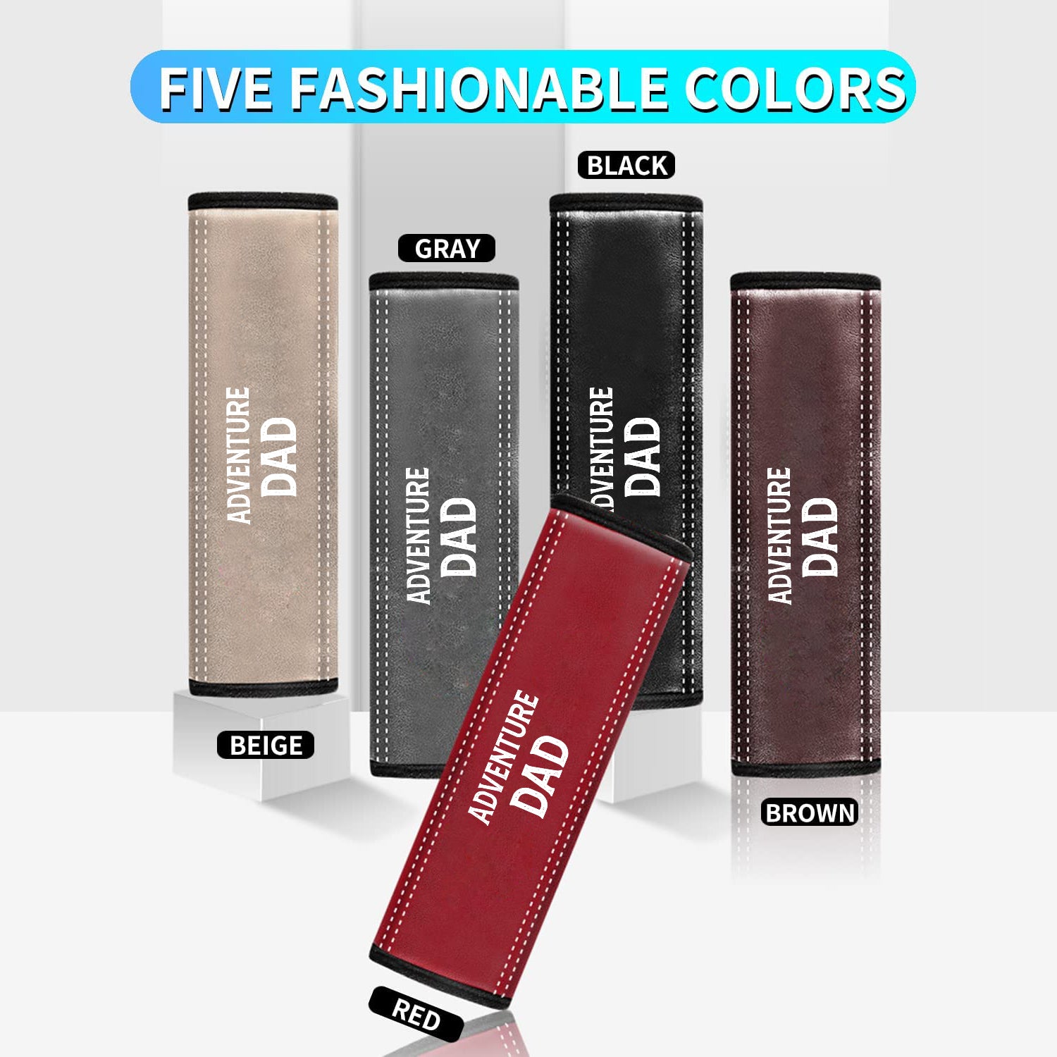 Car Seat Belt Covers (2PCS), Custom For Your Cars, Happy Father' s Day, Adventure Dad Microfiber Leather Seat Belt Shoulder Pads for More Comfortable Driving, Car Accessories JE13994, Gift for Daddy - Delicate Leather