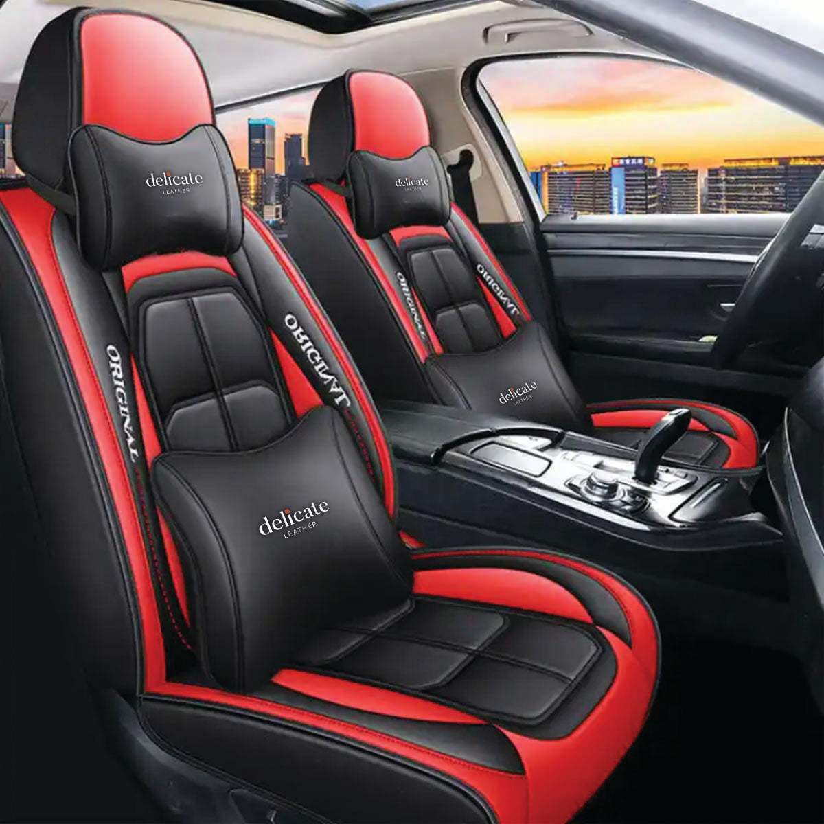 Delicate Leather Car Seat Covers Universal Waterproof Custom-Fit 5D Leather Car Seat Covers, Four-Season Durability, Complete 13-Piece Set for Five Seats - Delicate Leather