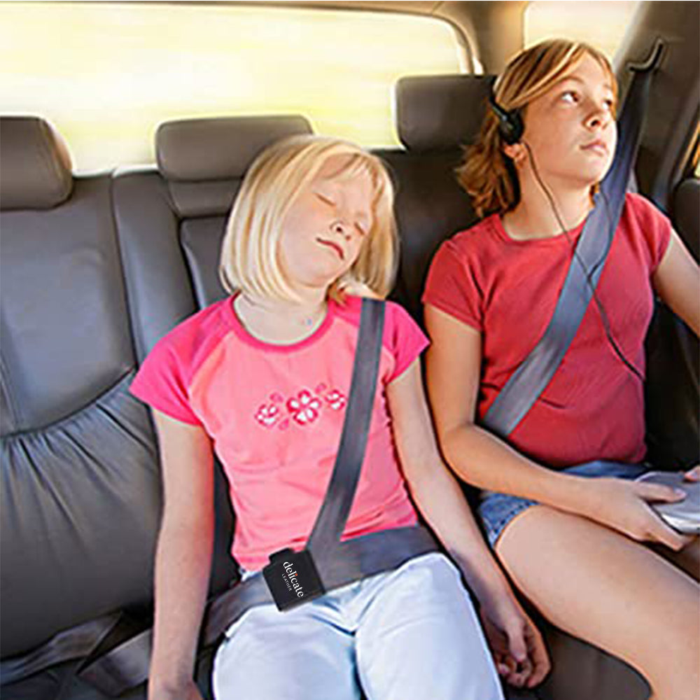 Seatbelt Adjuster, Custom fit for Car, Seat Belt Clip For Adults, Universal Comfort Shoulder Neck Strap Positioner Locking Clip Protector - 2 Pack - Delicate Leather