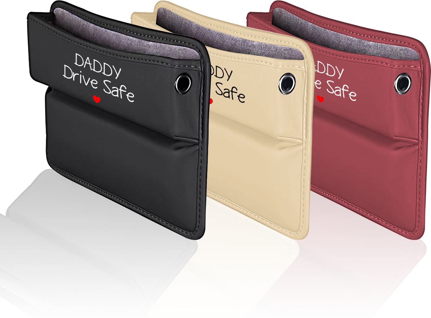 Car Seat Gap Filler Organizer, Custom FIt For Your Cars, Daddy Drive Safe, Multifunctional PU Leather Console Side Pocket Organizer for Cellphones, Cards, Wallets, Keys, Gift for Daddy - Delicate Leather