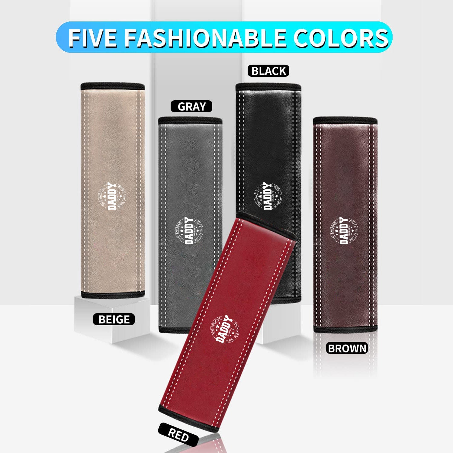 Personalized Car Seat Belt Covers (2PCS), Custom For Your Cars, Happy Father's Day, Microfiber Leather Seat Belt Shoulder Pads for More Comfortable Driving, Car Accessories, Gift for Daddy - Delicate Leather