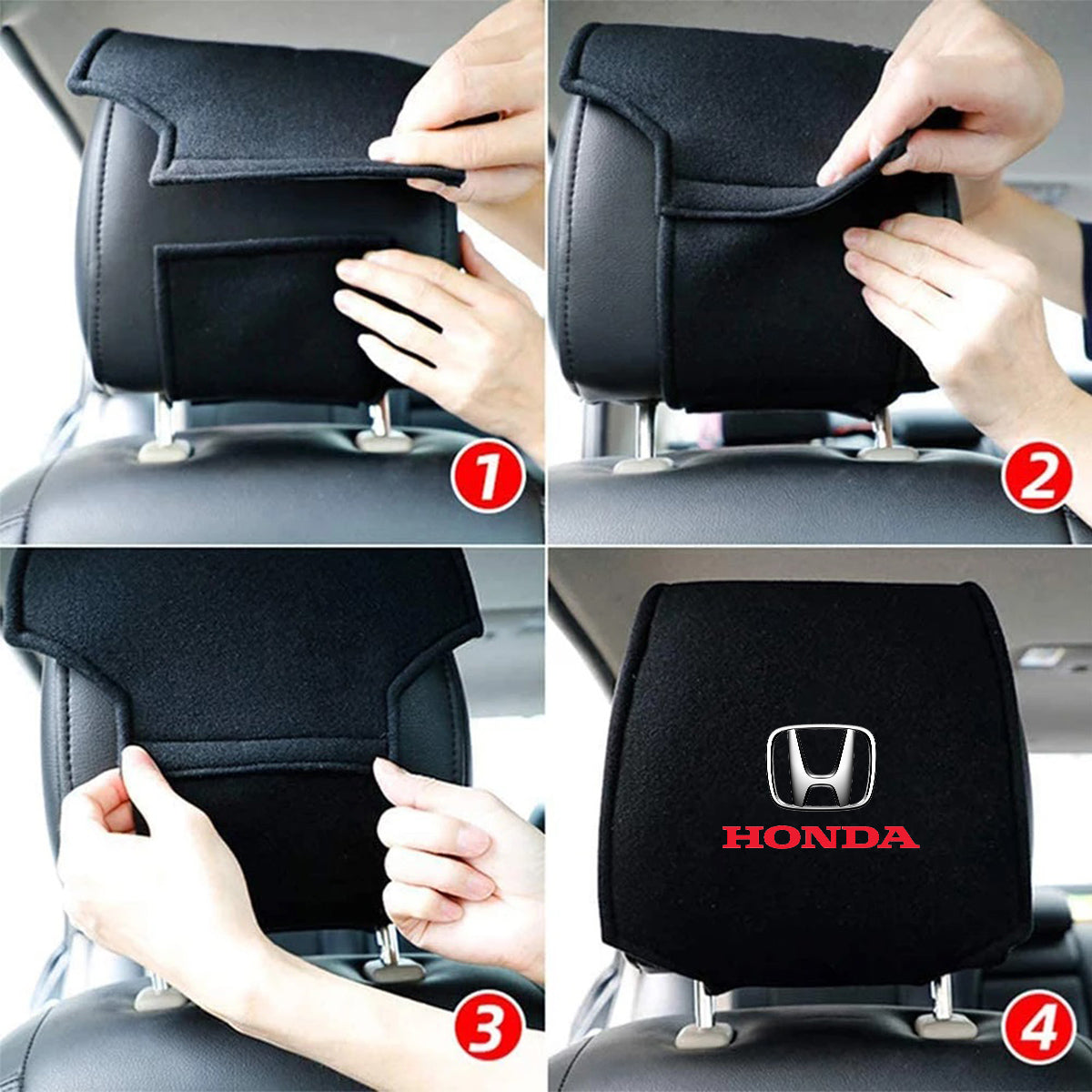 Car Seat Headrest Cover Breathable Flexible Headrest Covers Velcro Auto Headrest Covers Universal Fit, Custom For Your Cars, Car Accessories HA13998 - Delicate Leather