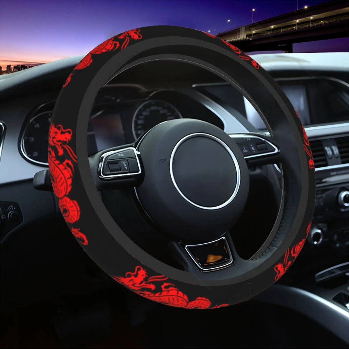 Dragon Red Universal Neoprene Steering Wheel Cover, Car Steering Wheel Cover, Car Accessories 18