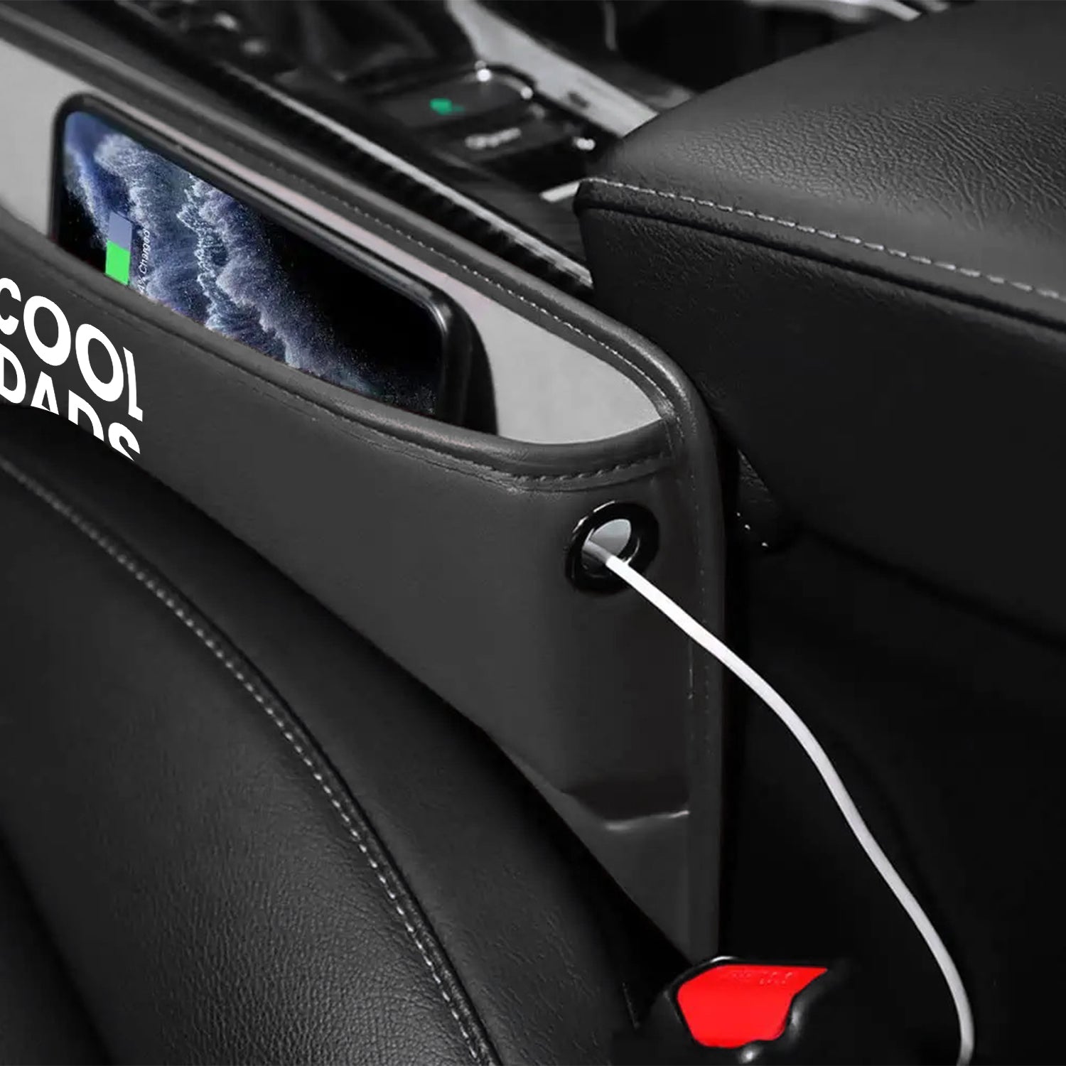 Cool Dads Club Car Seat Gap Filler Organizer, Custom FIt For Your Cars, Multifunctional PU Leather Console Side Pocket Organizer for Cellphones, Cards, Wallets, Keys, Father's Day Gift - Delicate Leather