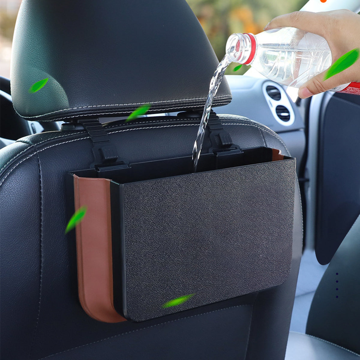 Hanging Waterproof Car Trash can-Foldable, Custom-Fit For Car, Waterproof, Equipped with Cup Holders and Trays DLAR251