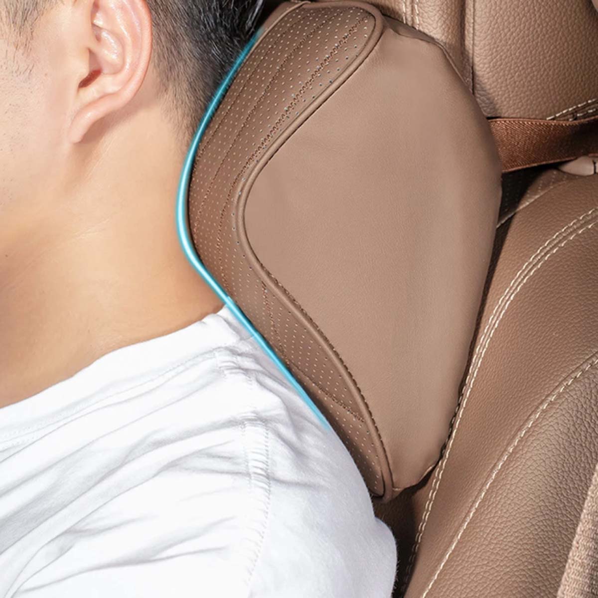 Nappa Leather Car Headrest Neck Pillow: Soft Seat Lumbar Support Waist Pillow for Enhanced Comfort