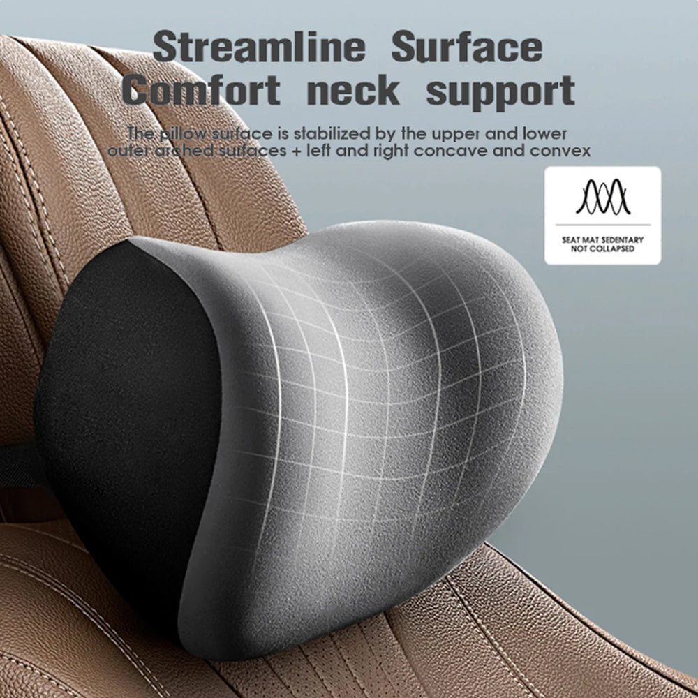 Delicate Leather Neck Memory Foam Pillow, Fit with all car, Car Seat Headrest Neck Rest Cushion for Driving Seat Auto Head Rest Neck Support - Delicate Leather