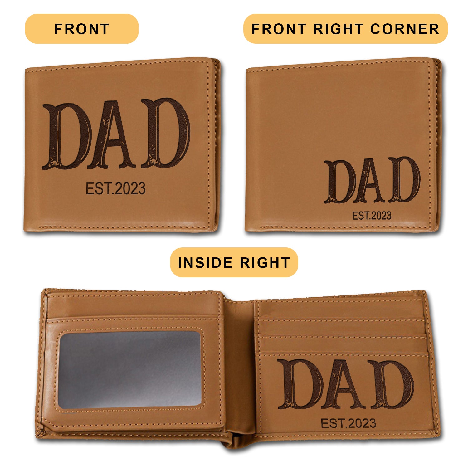 Personalized Wallet Men, Leather Wallet For Men, Custom Engraved Wallet, Personalized Gifts For Him, Fathers Day Gifts, Husband, Boyfriend, Dad - Delicate Leather