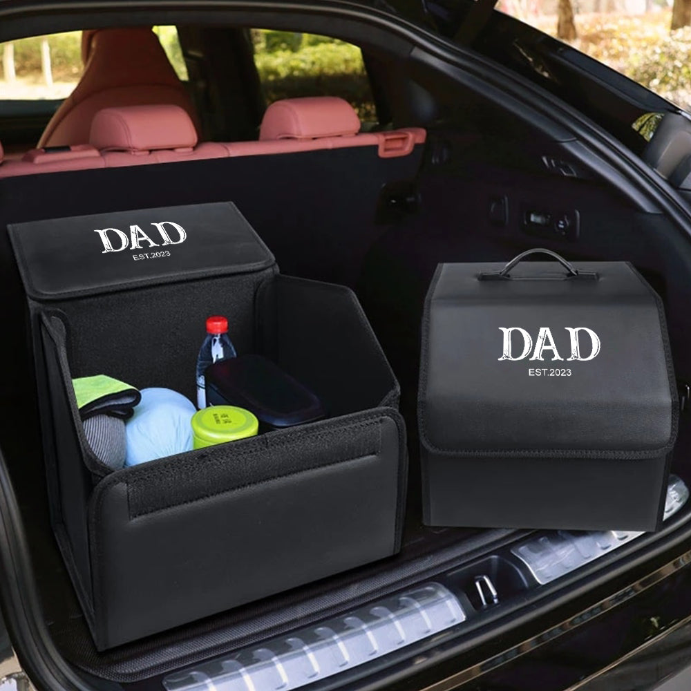 Foldable Trunk Storage Luggage Organizer Box, SUV Trunk Organizer Van Cargo Carrier Caddy for Shopping, Camping Picnic, DADDY EST YEAR Foldable Trunk Storage Luggage Organizer Box, HAPPY FIST FATHER'S DAY, HANDMADE FATHER'S DAY GIFT, DAD BIRTHDAY GIFT 03