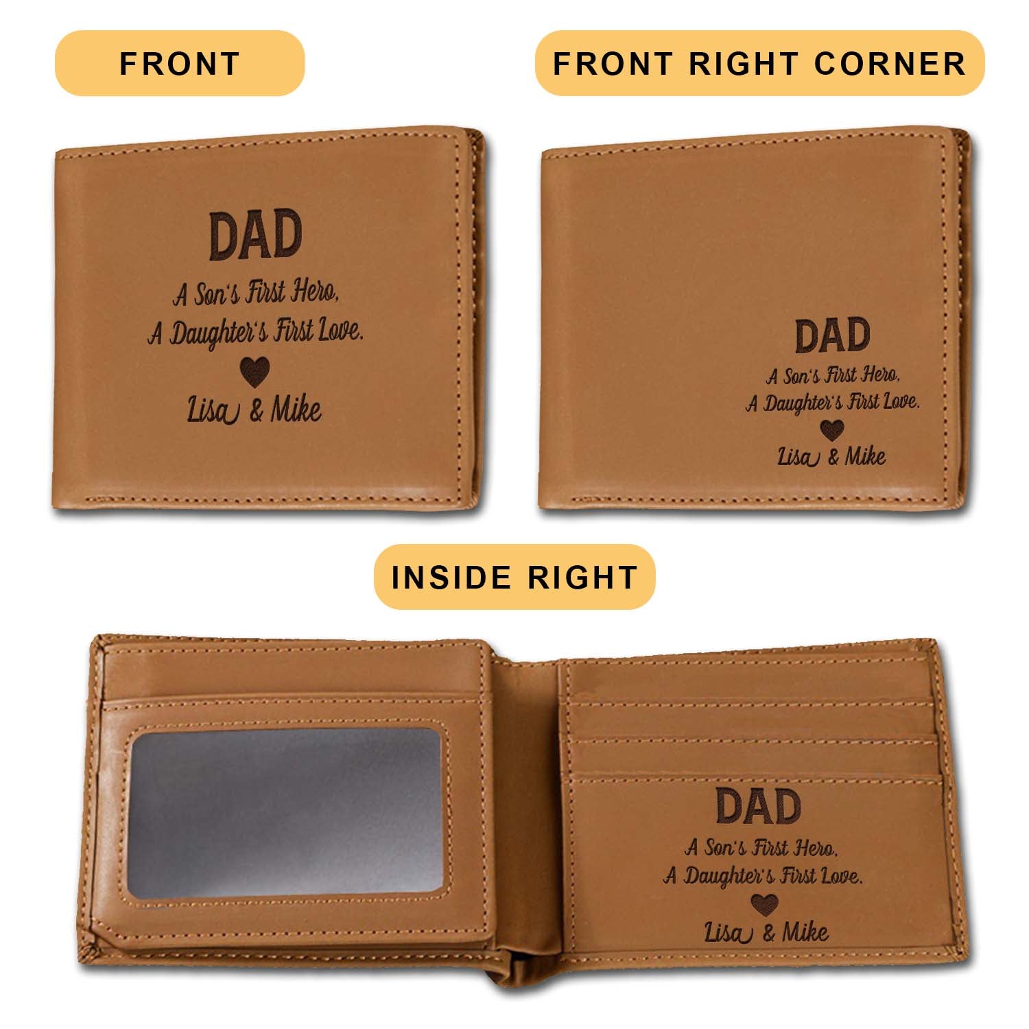 Personalized Wallet Men, Leather Wallet For Men, Custom  Engraved Wallet, Personalized Gifts For Him, Fathers Day Gifts, Husband, Boyfriend, Dad - Delicate Leather