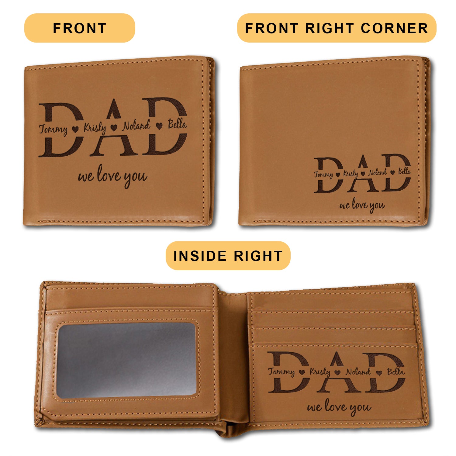 Personalized Wallet Men, Leather Wallet For Men, Custom  Engraved Wallet, Personalized Gifts For Him, Fathers Day Gifts, Husband, Boyfriend - Delicate Leather