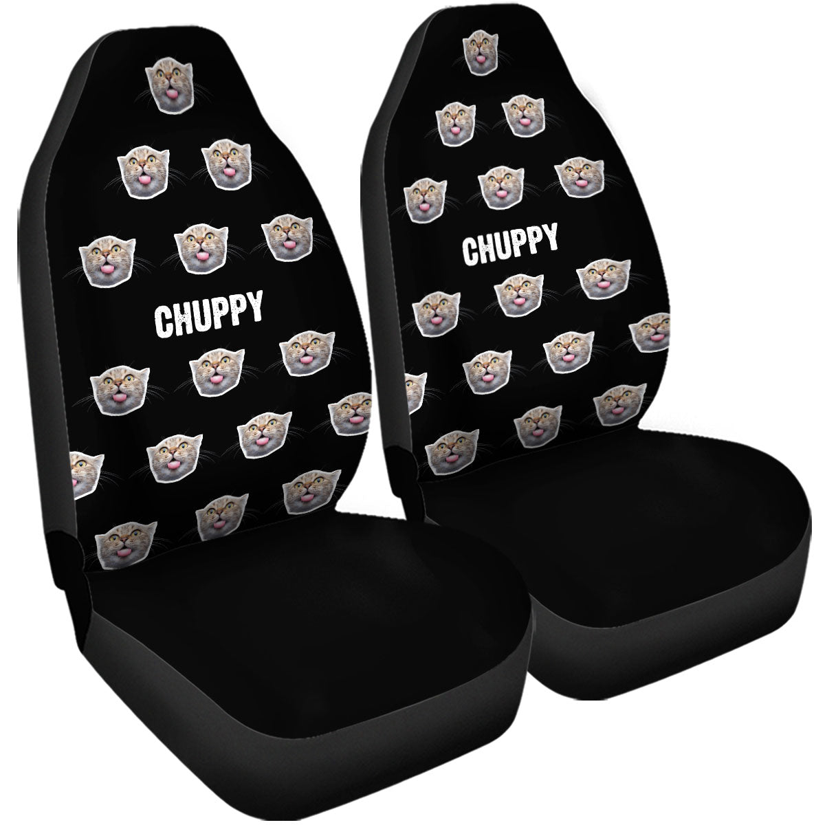 Customized Photo Cat Car Seat Covers, Custom For Your Cars, Custom Car Seat Covers with Picture Car Bucket Seat Protection Airbag Compatible 2 PCS, Car Accessories, OP02 - Delicate Leather