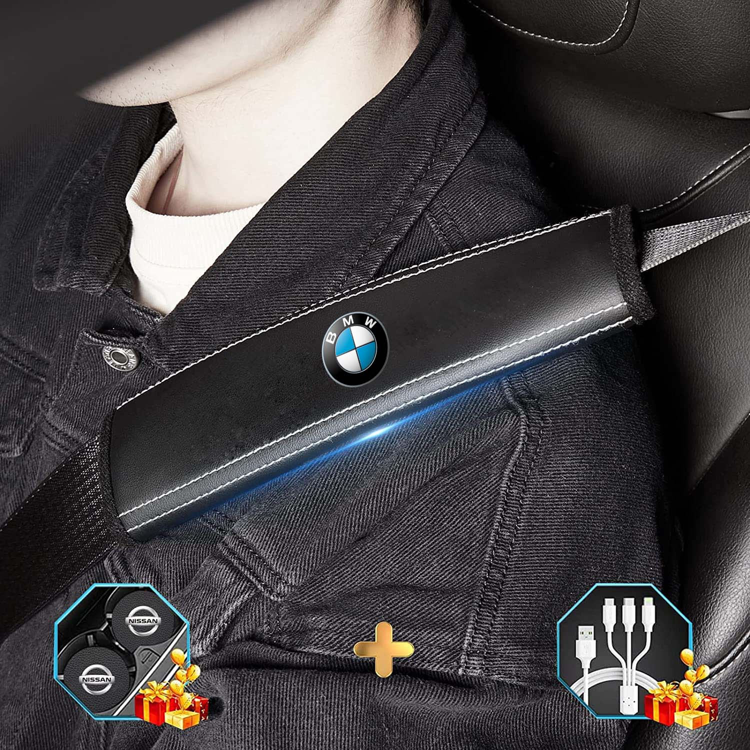 Car Seat Belt Covers (2PCS), Custom For Your Cars, Microfiber Leather Seat Belt Shoulder Pads for More Comfortable Driving, Car Accessories KX13994 - Delicate Leather