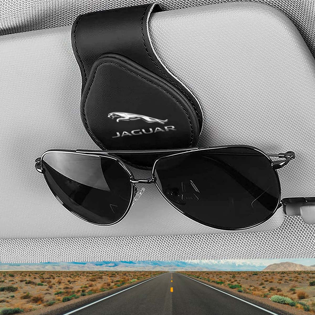 Car Sunglasses Holder, Custom For Your Cars, Magnetic Leather Glasses Frame 2024 Update JG13995 - Delicate Leather