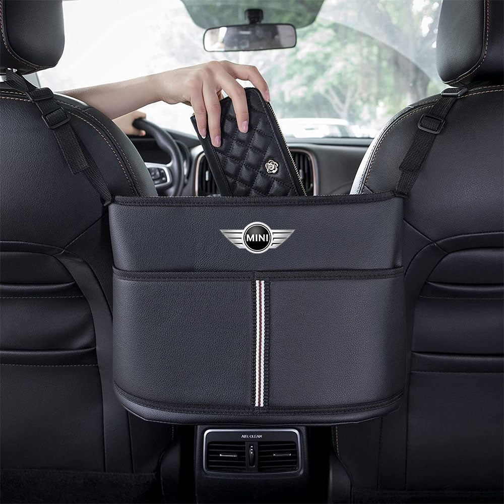 Car Purse Holder for Car Handbag Holder Between Seats Premium PU Leather, Custom Fit For Your Cars, Auto Driver Or Passenger Accessories Organizer, Hanging Car Purse Storage Pocket Back Seat Pet Barrier MG11991 - Delicate Leather