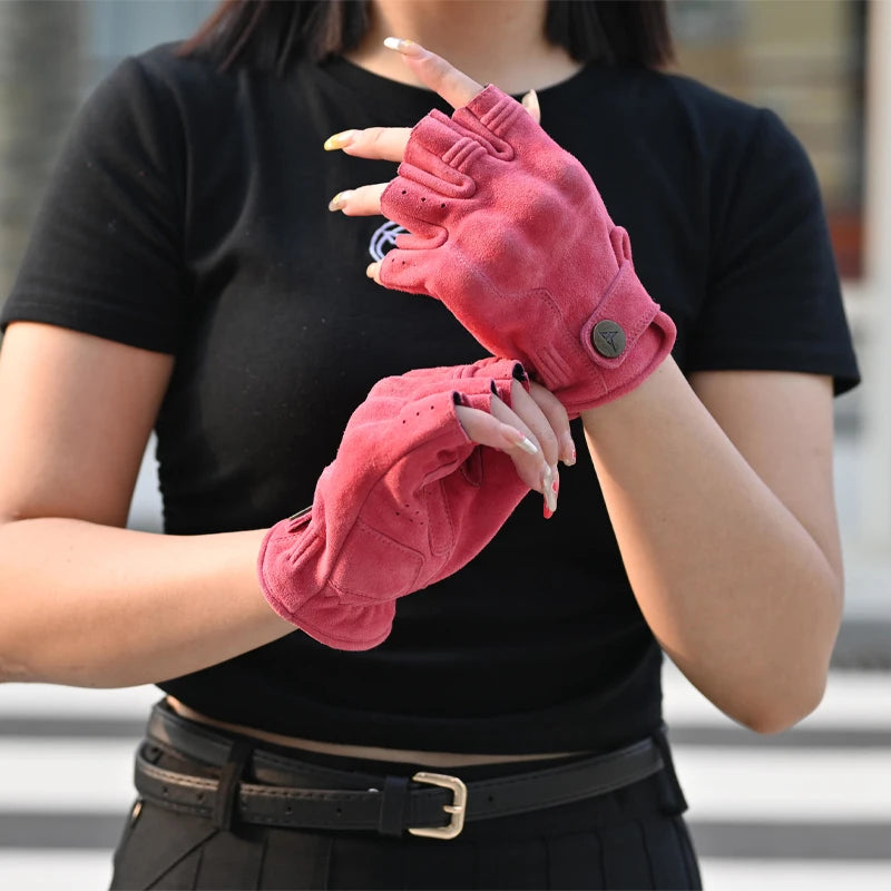 Motorcycle Fingerless Gloves Accessories - Goatskin Leather Half Finger Gloves, Motocross, Gant Moto, Guantes Moto Verano - Delicate Leather