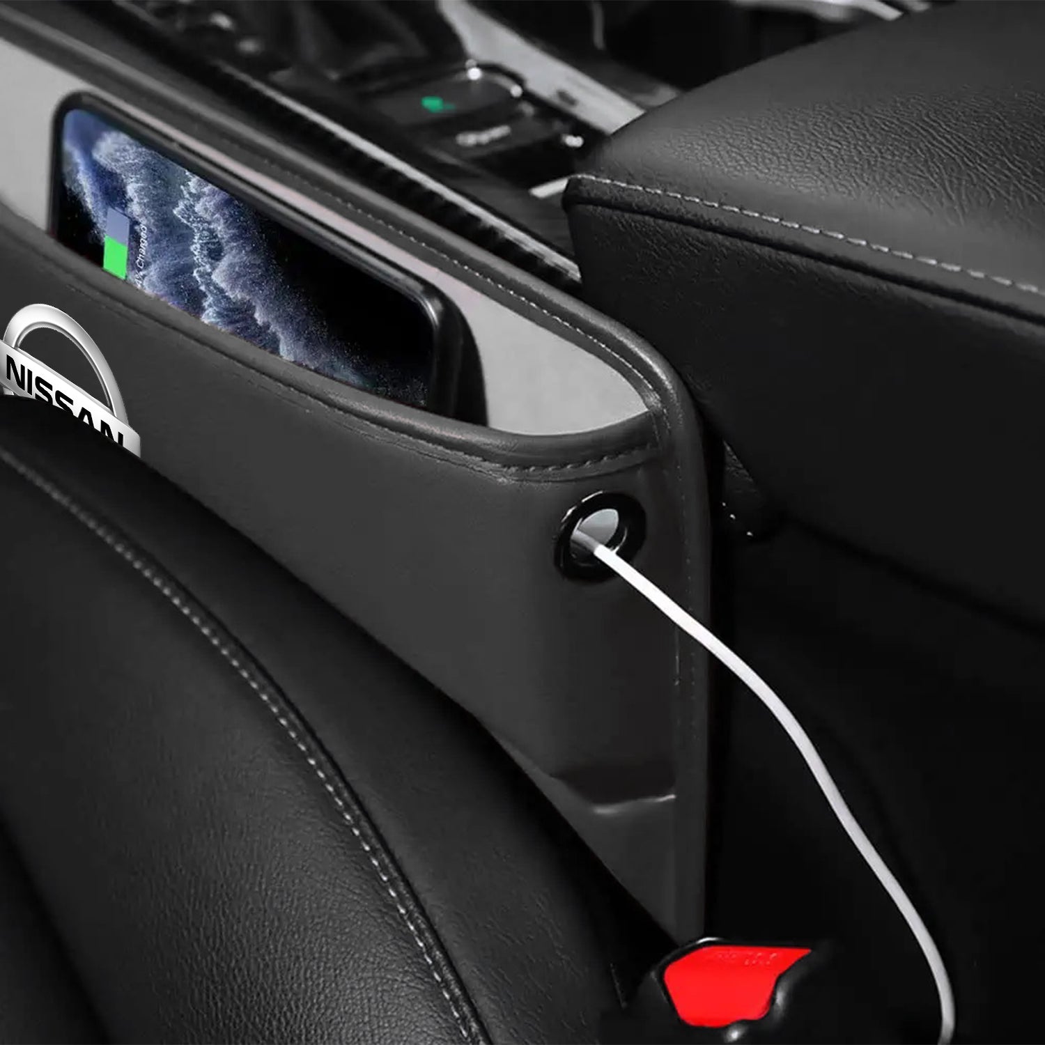 Car Seat Gap Filler Organizer, Custom Fir For Your Cars, Multifunctional PU Leather Console Side Pocket Organizer for Cellphones, Cards, Wallets, Keys - Delicate Leather