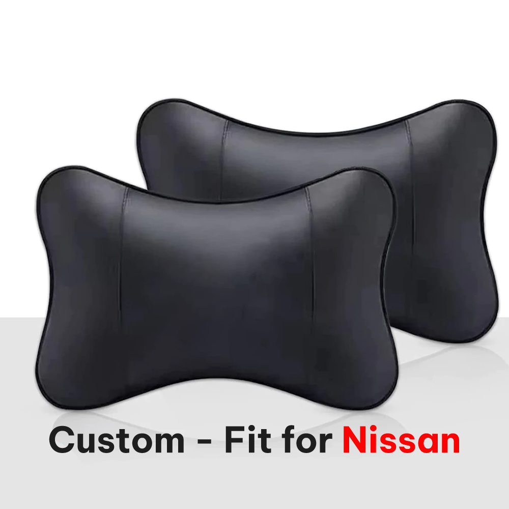 Thickened Foam Car Neck Pillow, Custom-Fit For Nissan, Soft Leather Headrest (2 Pieces) for Driving Home Office DLPU245 - Delicate Leather