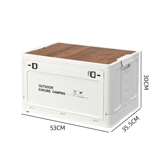 Multipurpose Outdoor Camping Folding Storage Box - Versatile Car and Food Storage Solution for Travel, Ideal for Camping Gear and Tableware Organization - Delicate Leather