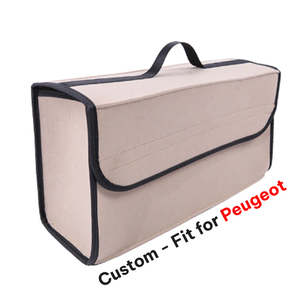 Soft Felt Car Bag Organizer, Custom-Fit For Peugeot, Folding Car Storage Box Non Slip Fireproof Car Trunk Organizer DLPE236 - Delicate Leather