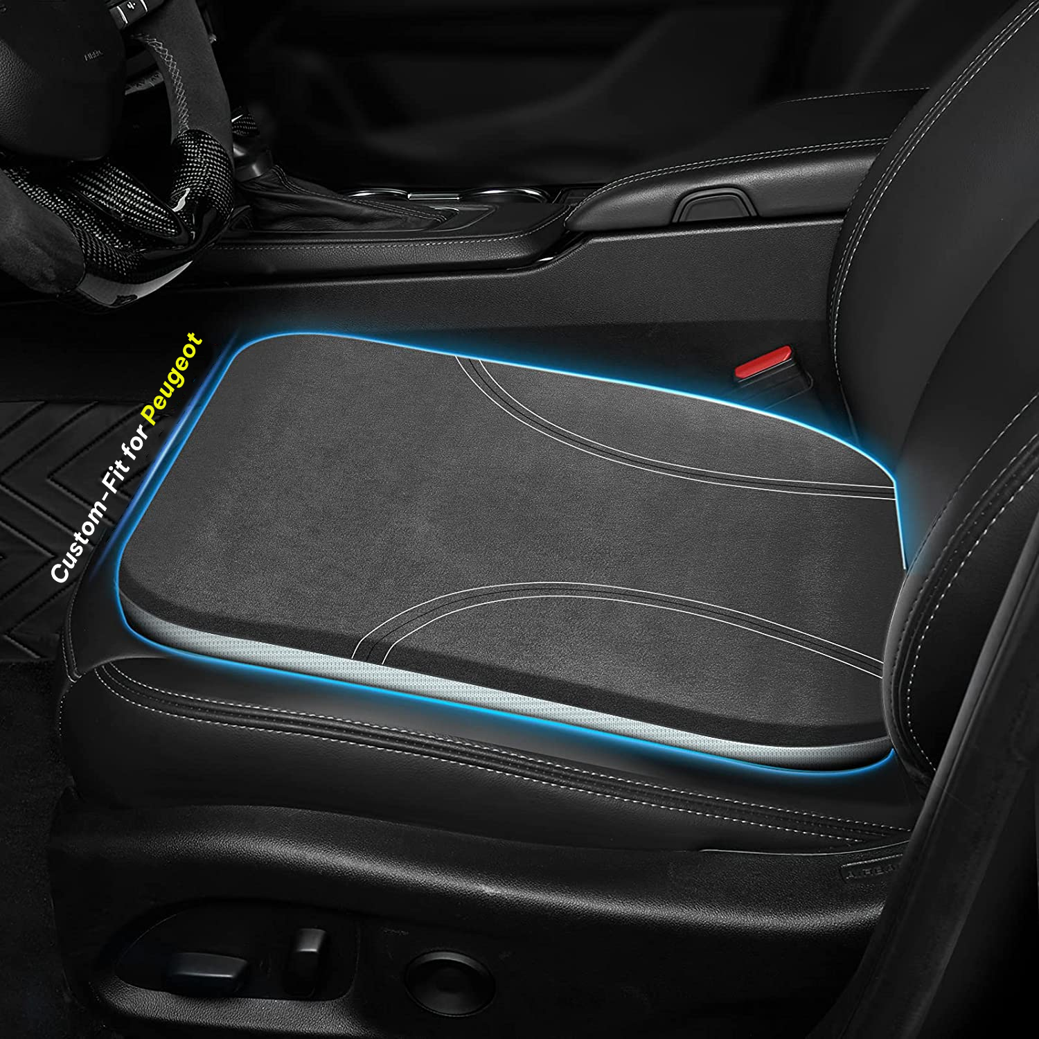 Car Seat Cushion, Custom Fit For Peugeot, Car Memory Foam Seat Cushion, Heightening Seat Cushion, Seat Cushion for Car and Office Chair DLPE224 - Delicate Leather