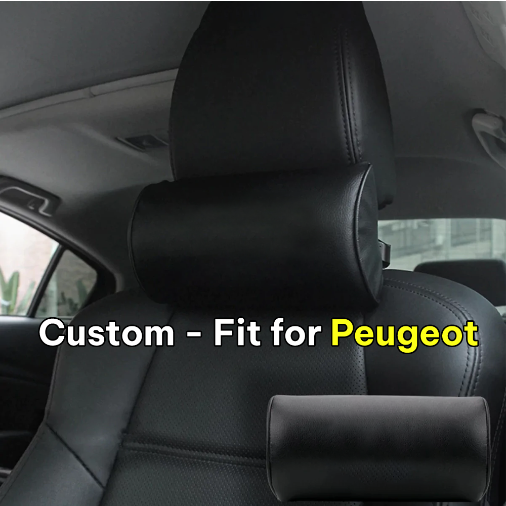 Neck Pillow, Custom-Fit For Peugeot, Car Seat Headrest Neck Rest Cushion for Driving Seat Auto Head Rest Neck Support DLPE244 - Delicate Leather