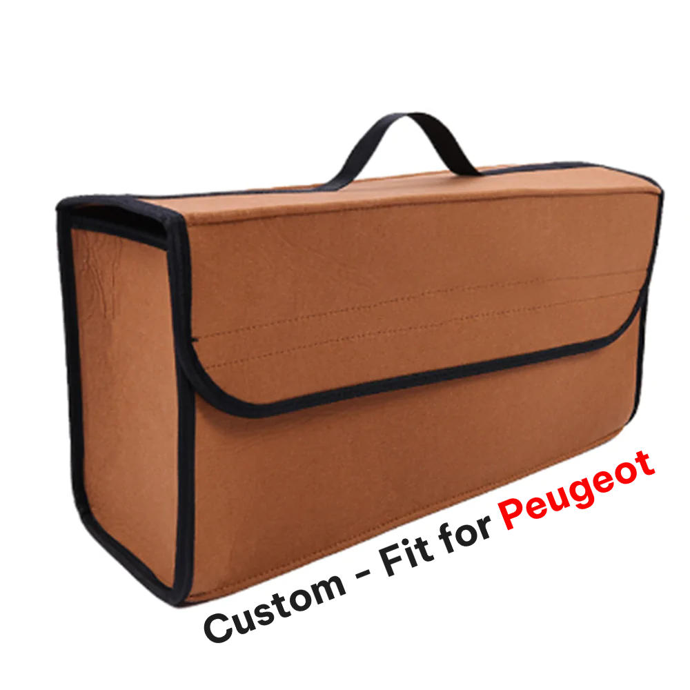 Soft Felt Car Bag Organizer, Custom-Fit For Peugeot, Folding Car Storage Box Non Slip Fireproof Car Trunk Organizer DLPE236 - Delicate Leather