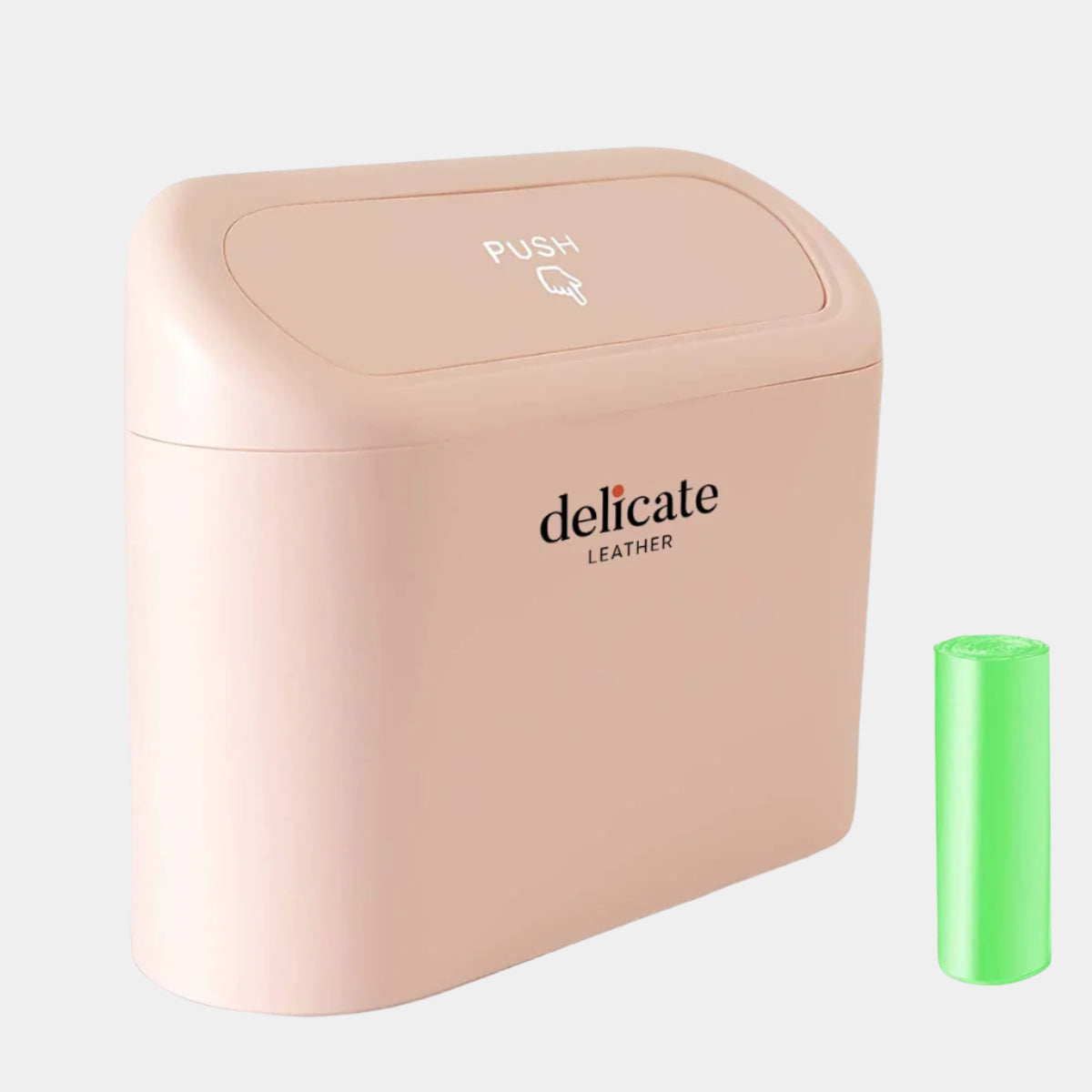 Delicate Leather Mini Car Accessories with Lid and Trash Bag, Cute Car Organizer Bin, Small Garbage Can for Storage and Organization, Car Accessories - Delicate Leather