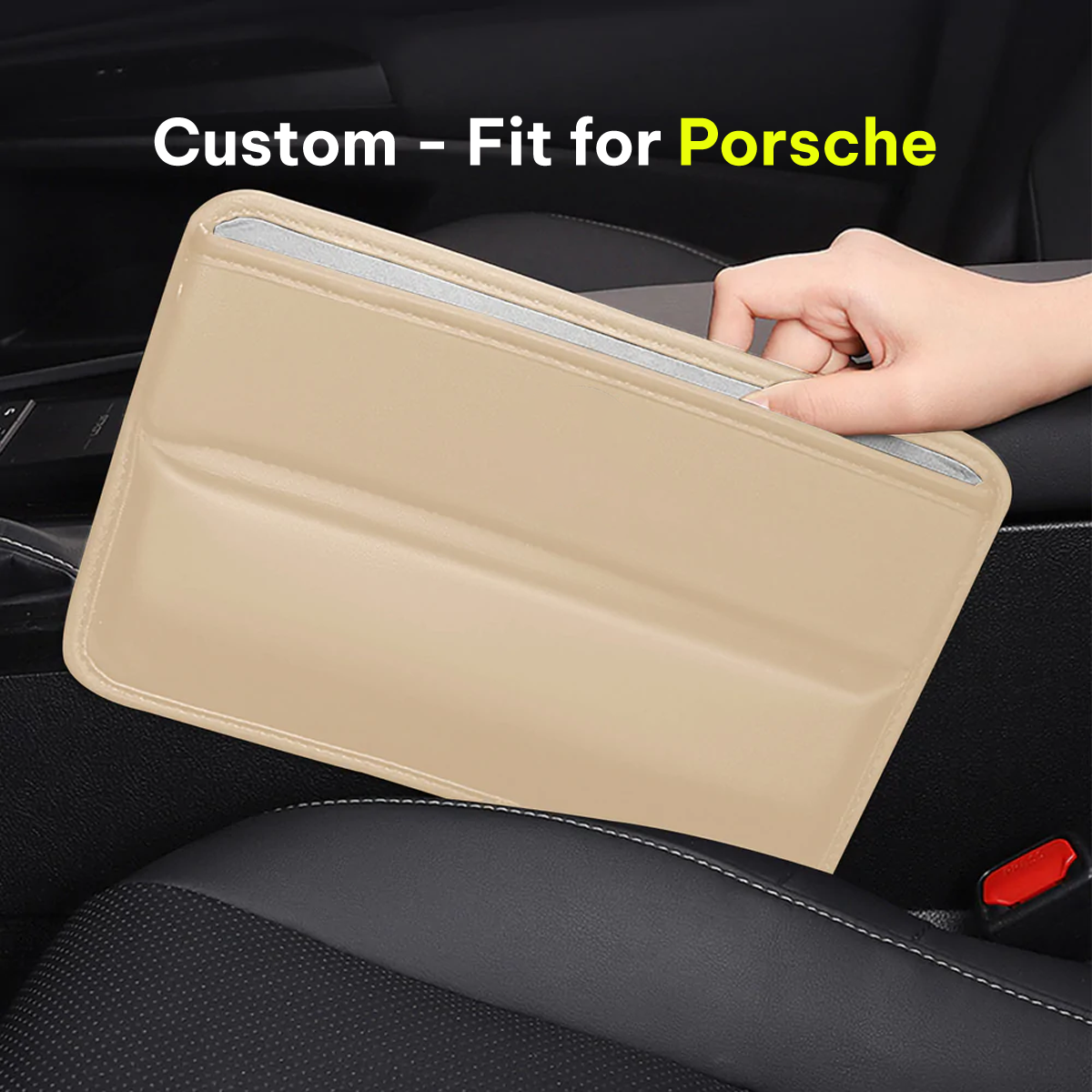 Car Seat Gap Filler Organizer, Custom-Fit For Porsche, Multifunctional PU Leather Console Side Pocket Organizer for Cellphones, Cards, Wallets, Keys DLRL226 - Delicate Leather