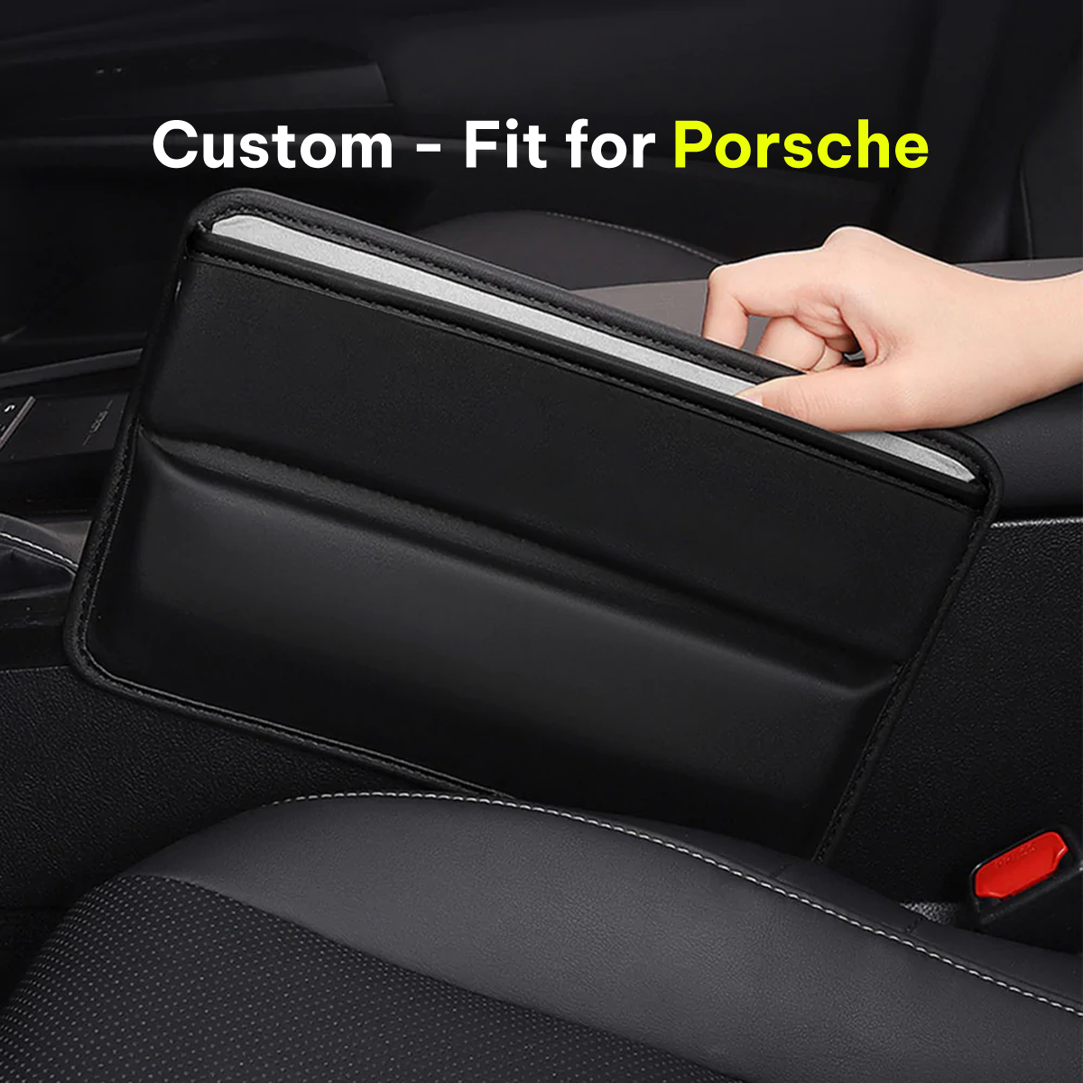 Car Seat Gap Filler Organizer, Custom-Fit For Porsche, Multifunctional PU Leather Console Side Pocket Organizer for Cellphones, Cards, Wallets, Keys DLRL226 - Delicate Leather