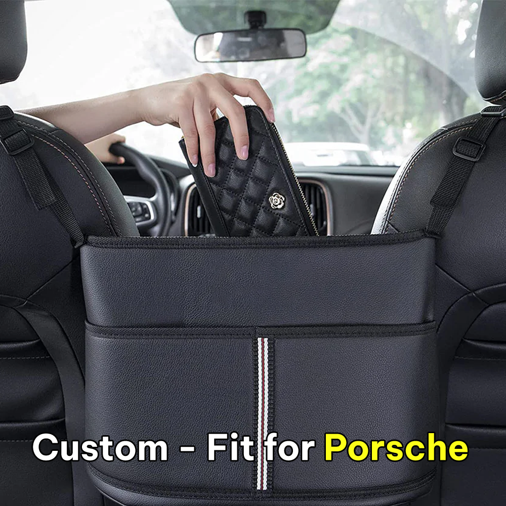 Car Purse Holder for Car Handbag Holder Between Seats Premium PU Leather, Custom Fit For Car, Hanging Car Purse Storage Pocket Back Seat Pet Barrier DLRL223