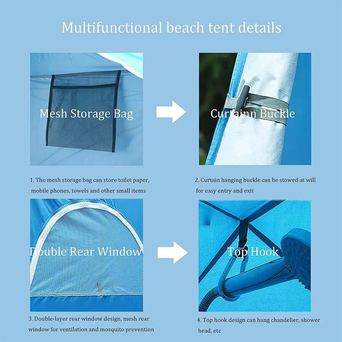 Portable Pop Up Privacy Tent, Outdoor Camping Bathroom Toilet Shower Tent Spacious Dressing Changing Room for Hiking Beach Picnic Fishing - Delicate Leather