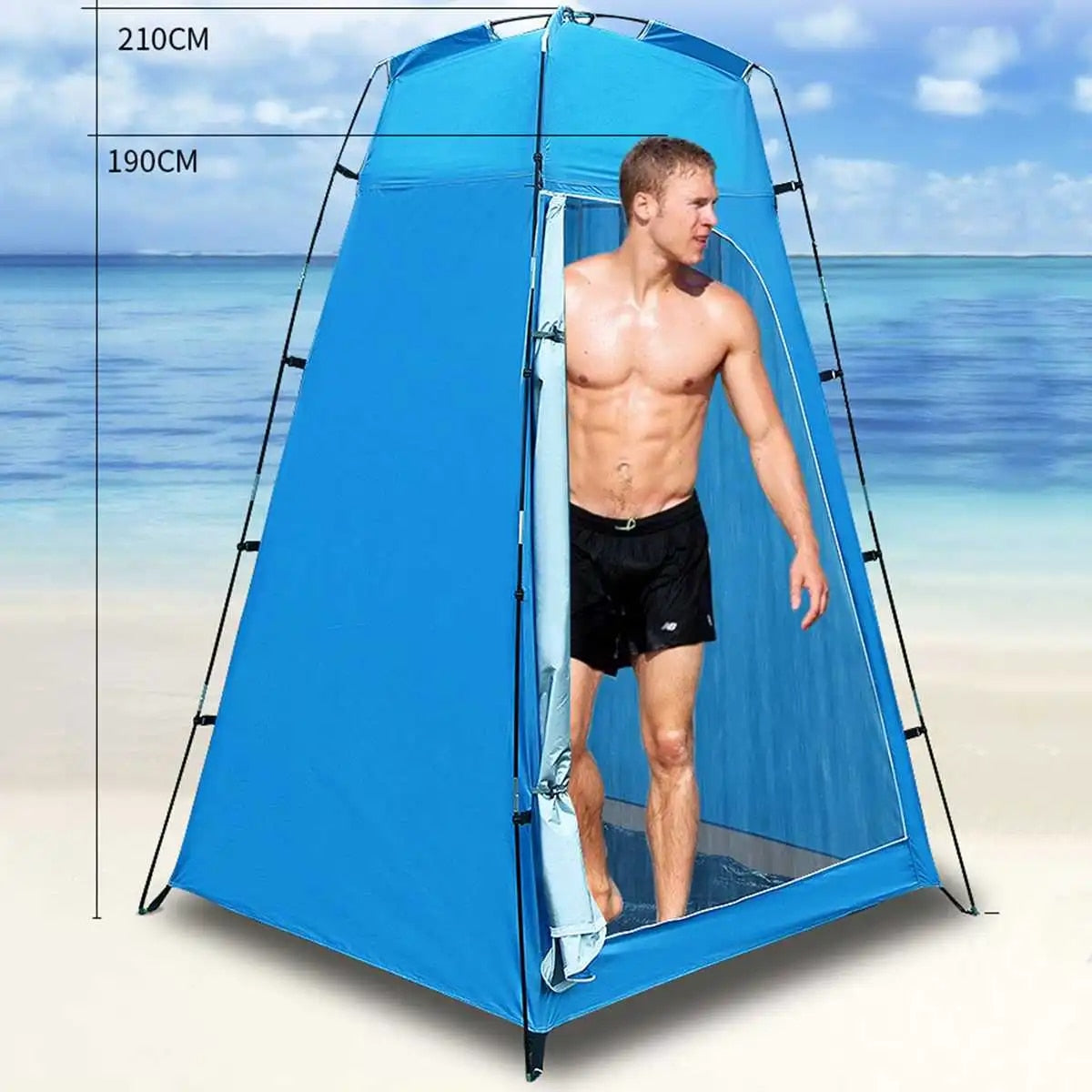 Portable Pop Up Privacy Tent, Outdoor Camping Bathroom Toilet Shower Tent Spacious Dressing Changing Room for Hiking Beach Picnic Fishing - Delicate Leather