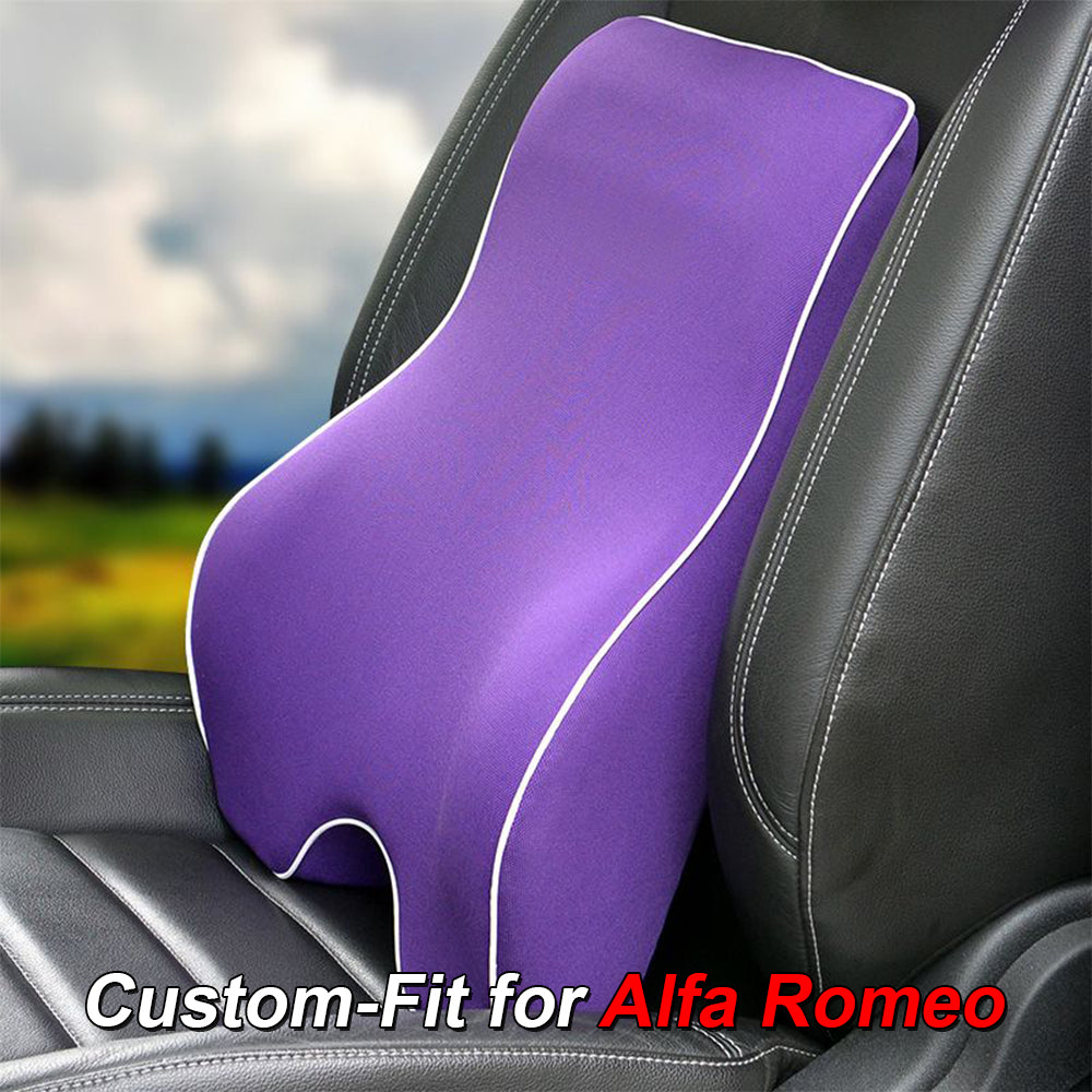 Lumbar Support Cushion for Car and Headrest Neck Pillow Kit, Custom-Fit For Alfa Romeo, Ergonomically Design for Car Seat, Car Accessories DLAR254 - Delicate Leather