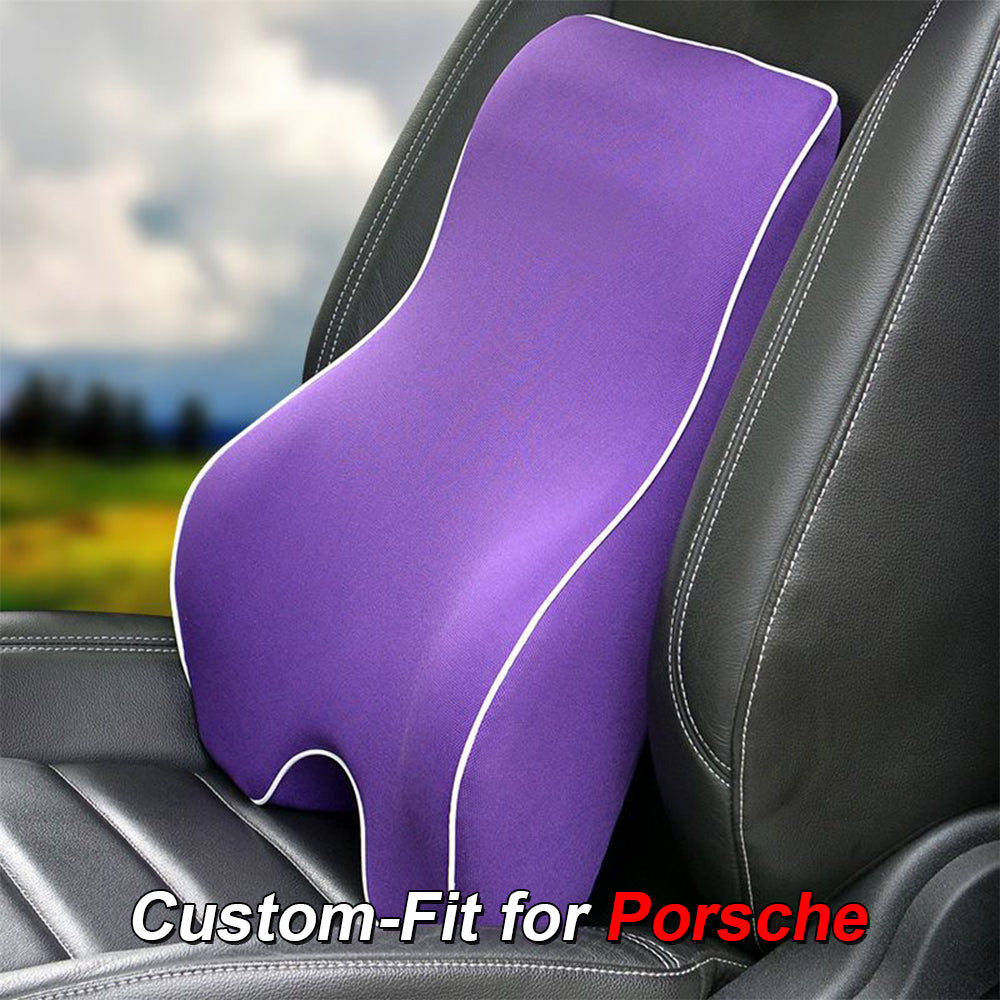 Lumbar Support Cushion for Car and Headrest Neck Pillow Kit, Custom-Fit For Porsche, Ergonomically Design for Car Seat, Car Accessories DLRL254 - Delicate Leather