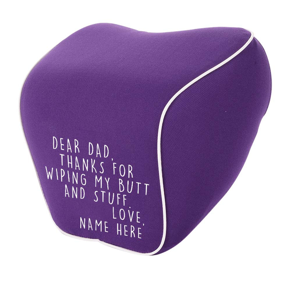 Personalized Lumbar Support Cushion for Car and Headrest Neck Pillow Kit, Happy Father's Day, Custom For Cars, Ergonomically Design for Car Seat, Car Accessories, Gift for Daddy - Delicate Leather
