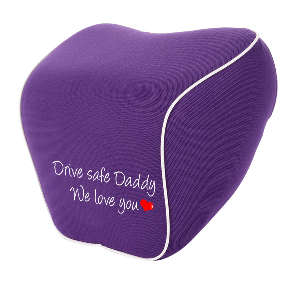 Lumbar Support Cushion for Car and Headrest Neck Pillow Kit, Drive Safe Daddy, Custom For Cars, Ergonomically Design for Car Seat, Car Accessories, Gift for Daddy - Delicate Leather