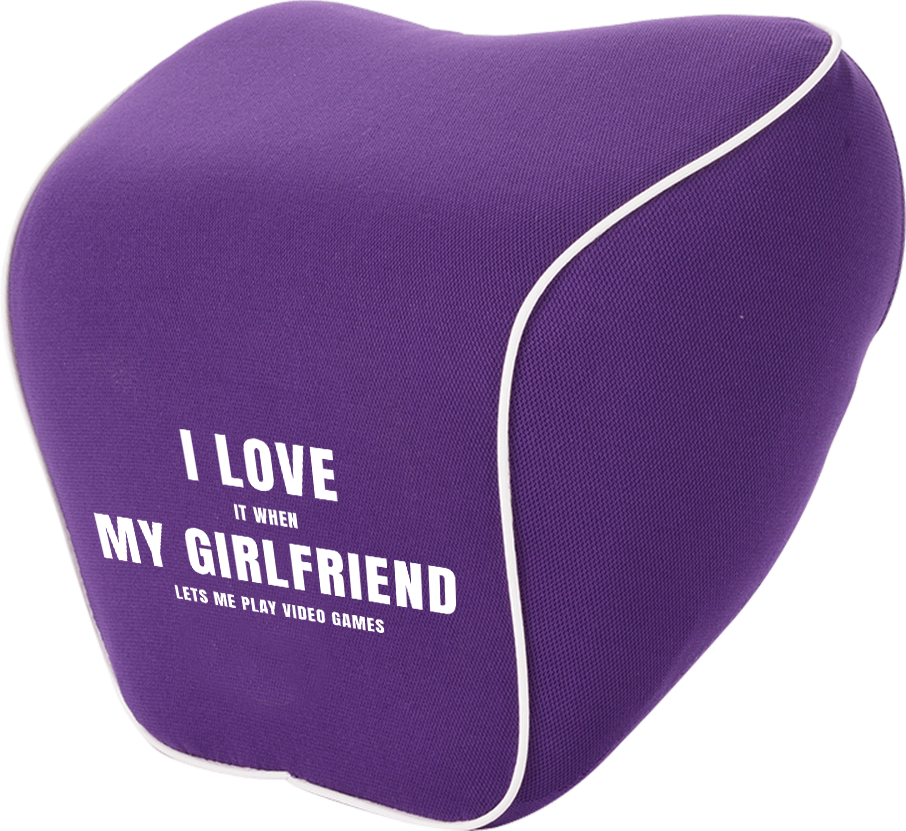 Funny Girlfriend Lumbar Support Cushion for Car and Headrest Neck Pillow Kit, Valentines Day Custom For Cars, Gifts for Boyfriend, I Love My Girlfriend, Ergonomically Design for Car Seat, Car Accessories, It When Lets Me Play Video Games 04